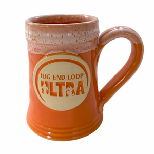 Grey Fox Pottery Mug Jug End Loop Ultra Orange White Drip Glaze Handmade EUC